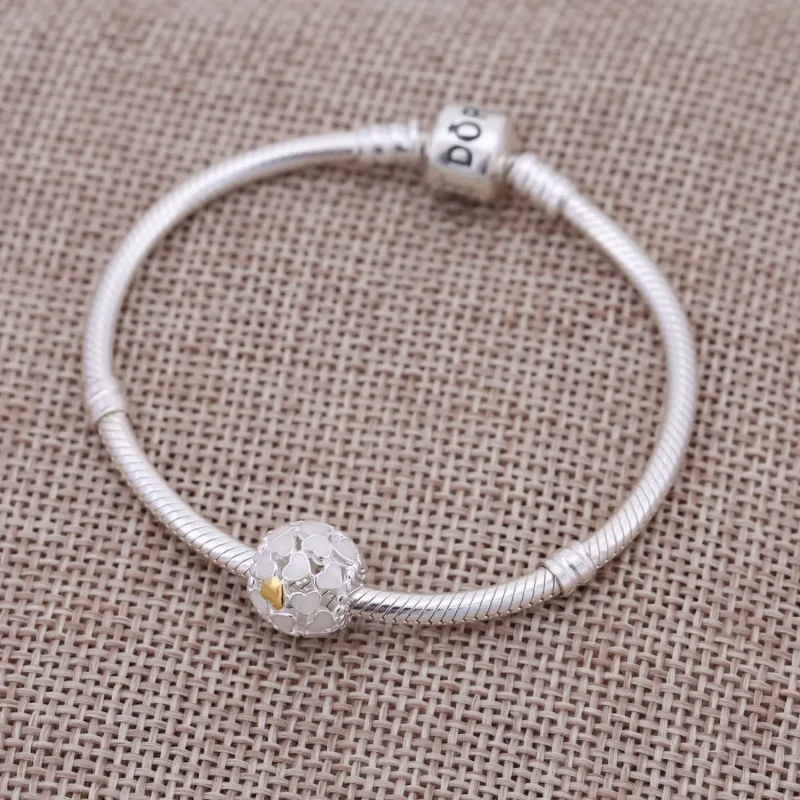 (imagine pentru) Openwork heart silver charm with 14k and silver enamel - PANDORA - Vizualizare 3