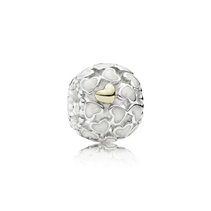 (imagine pentru) Openwork heart silver charm with 14k and silver enamel - PANDORA