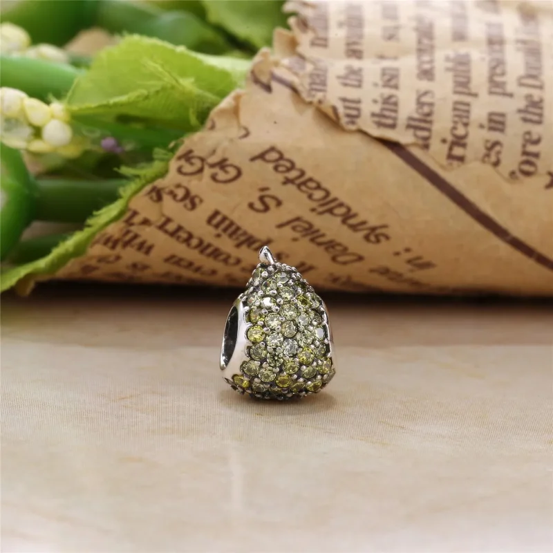 (imagine pentru) Pear silver charm with light green crystal - 791486NLG - Talisma - Vizualizare 2