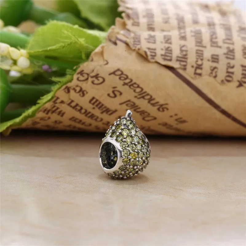 (imagine pentru) Pear silver charm with light green crystal - 791486NLG - Talisma - Vizualizare 3