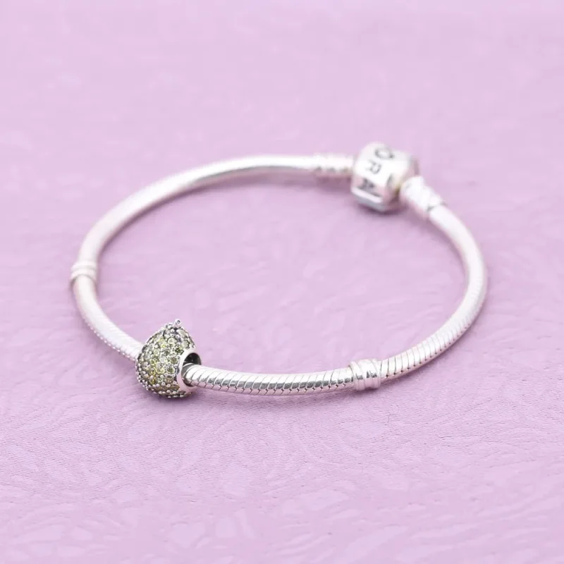 (imagine pentru) Pear silver charm with light green crystal - 791486NLG - Talisma - Vizualizare 4