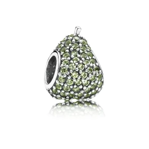 (imagine pentru) Pear silver charm with light green crystal - 791486NLG - Talisma