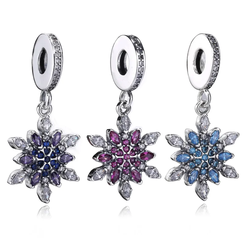 (imagine pentru) Snowflake silver dangle with clear cubic zirconia 791761nblmx - Vizualizare 2