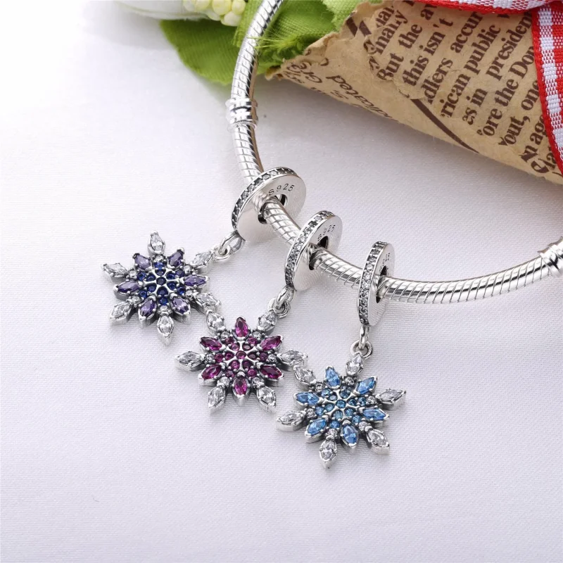 (imagine pentru) Snowflake silver dangle with clear cubic zirconia 791761nblmx - Vizualizare 6