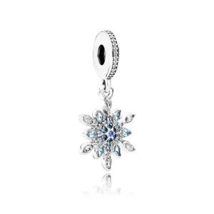 (imagine pentru) Snowflake silver dangle with clear cubic zirconia 791761nblmx