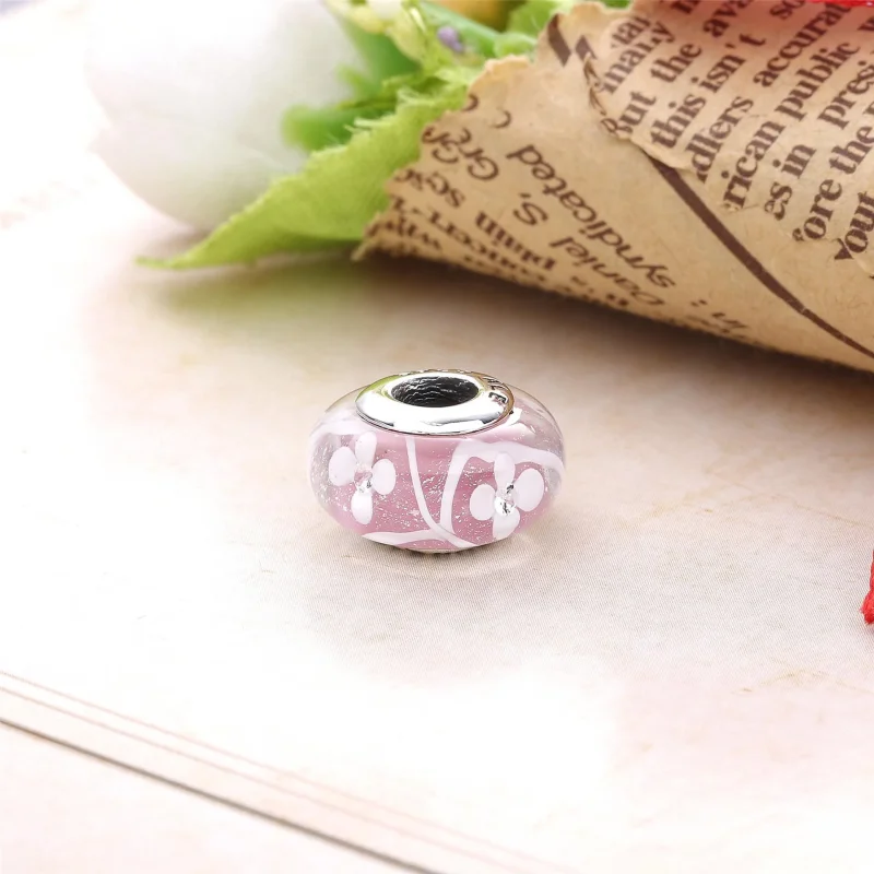 (imagine pentru) Sticlă de Murano floare roz - PANDORA - Vizualizare 2