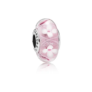 (imagine pentru) Sticlă de Murano floare roz - PANDORA