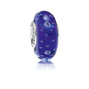 (imagine pentru) Talisman din argint 925 şi sticlă de Murano albastru regal cu zi