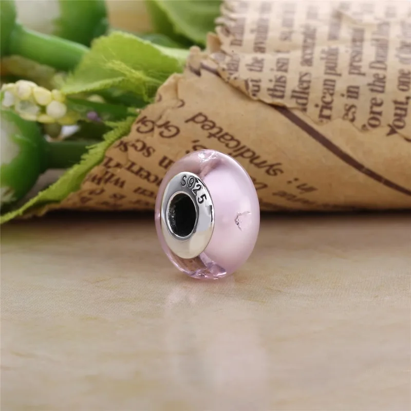 (imagine pentru) Talisman din argint 925 şi sticlă de Murano roz cu zirconiu cubi - Vizualizare 4
