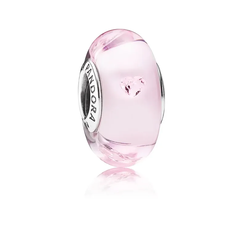 (imagine pentru) Talisman din argint 925 şi sticlă de Murano roz cu zirconiu cubi