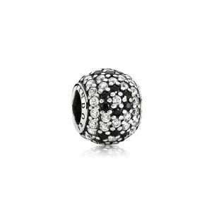 (imagine pentru) Talisman flori de cireș cu cristal negru pavé și zirconiu cubic 