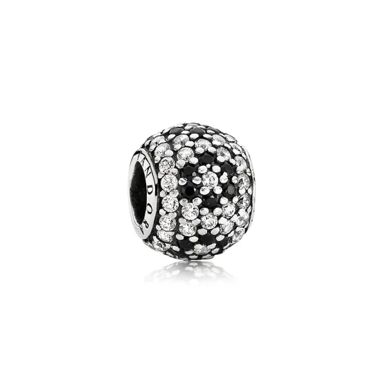 (imagine pentru) Talisman flori de cireș cu cristal negru pavé și zirconiu cubic 
