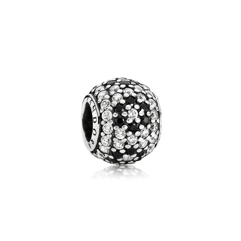 (imagine pentru) Talisman flori de cireș cu cristal negru pavé și zirconiu cubic 