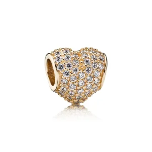 (imagine pentru) Talisman inimă pavé din aur de 14k şi zirconiu cubic - 750828CZ 