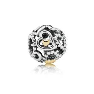 (imagine pentru) Talisman dantelat cu inimi din argint 925 şi aur de 14k - PANDOR