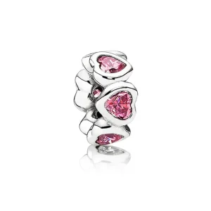 (imagine pentru) Talisman Inimi strălucitoare roz fantezie - PANDORA