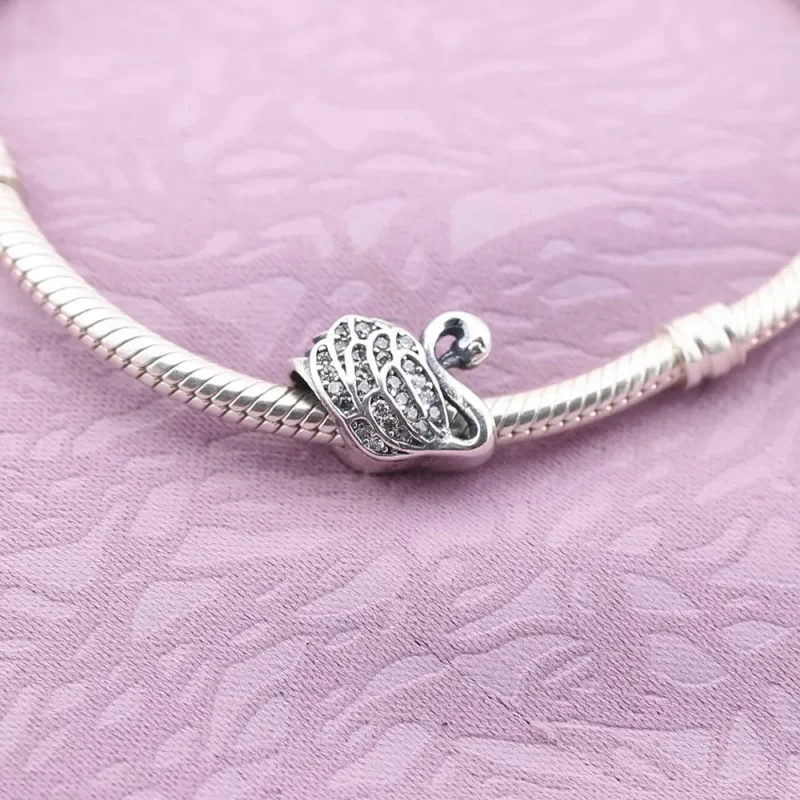 (imagine pentru) Talisman Lebădă din argint 925, cu zirconiu cubic transparent - - Vizualizare 2