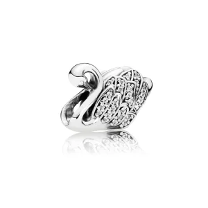 (imagine pentru) Talisman Lebădă din argint 925, cu zirconiu cubic transparent - 