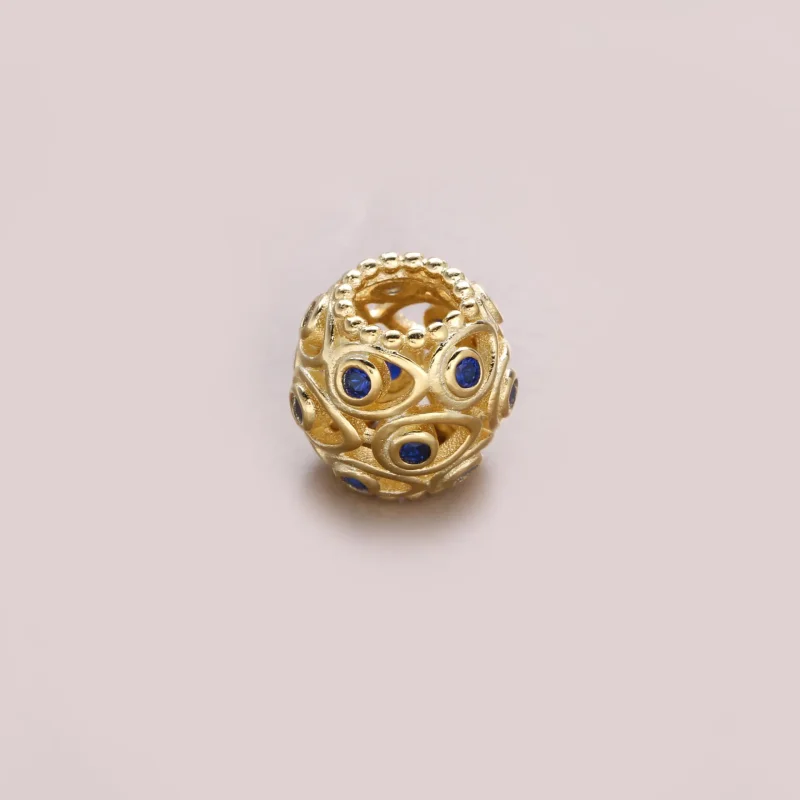 (imagine pentru) Talisman mare albastră din aur de 14k şi topaz albastru tratat - - Vizualizare 2