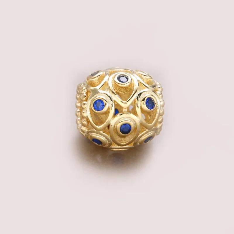 (imagine pentru) Talisman mare albastră din aur de 14k şi topaz albastru tratat - - Vizualizare 3