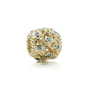 (imagine pentru) Talisman mare albastră din aur de 14k şi topaz albastru tratat -