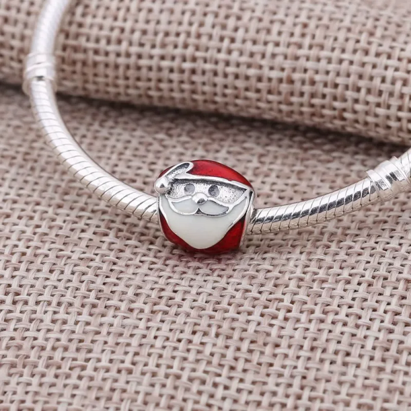 (imagine pentru) Talisman Moş Crăciun vesel din argint 925 cu email roşu şi alb - - Vizualizare 2