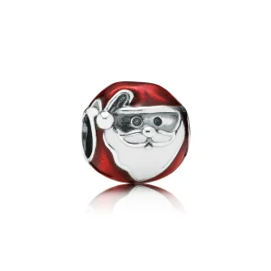 (imagine pentru) Talisman Moş Crăciun vesel din argint 925 cu email roşu şi alb -