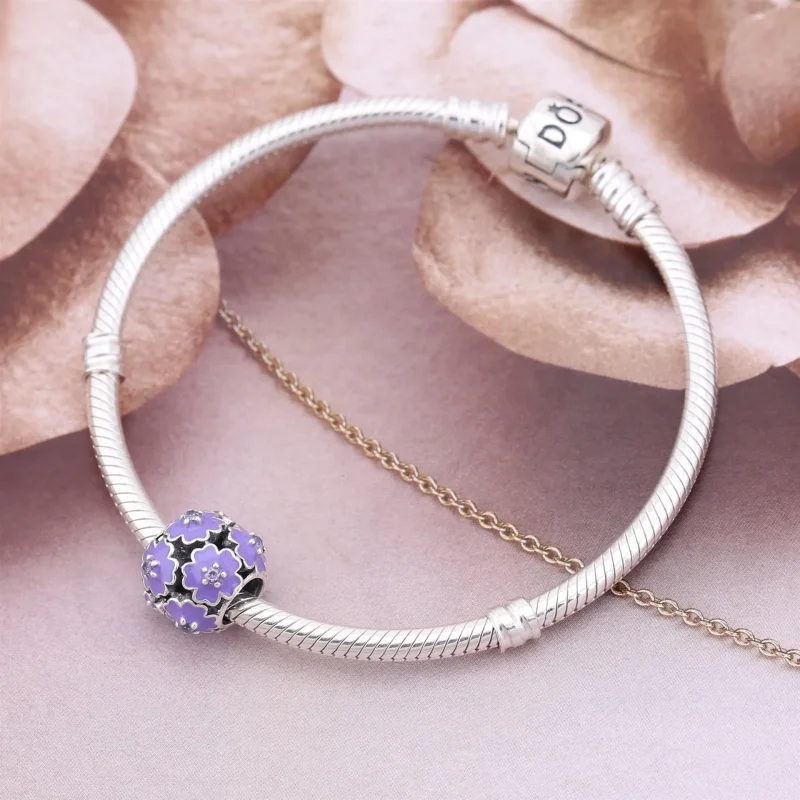 (imagine pentru) Talisman pajiște cu primule din argint 925 zirconiu cubic şi ema - Vizualizare 3