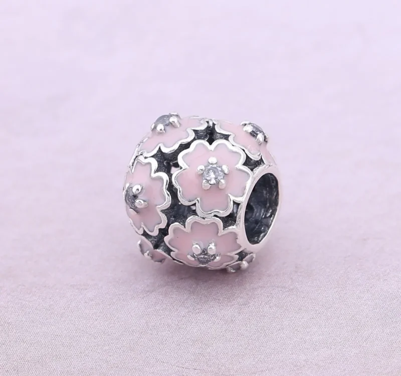 (imagine pentru) Talisman pajiște cu primule din argint 925 zirconiu cubic şi ema - Vizualizare 2