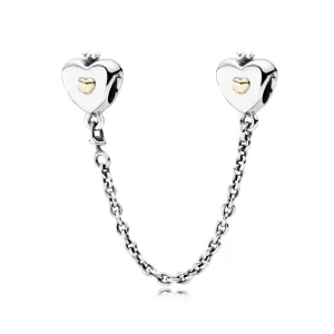 (imagine pentru) Lanț de siguranță PANDORA, Inima și coroana din argint, aur 14k