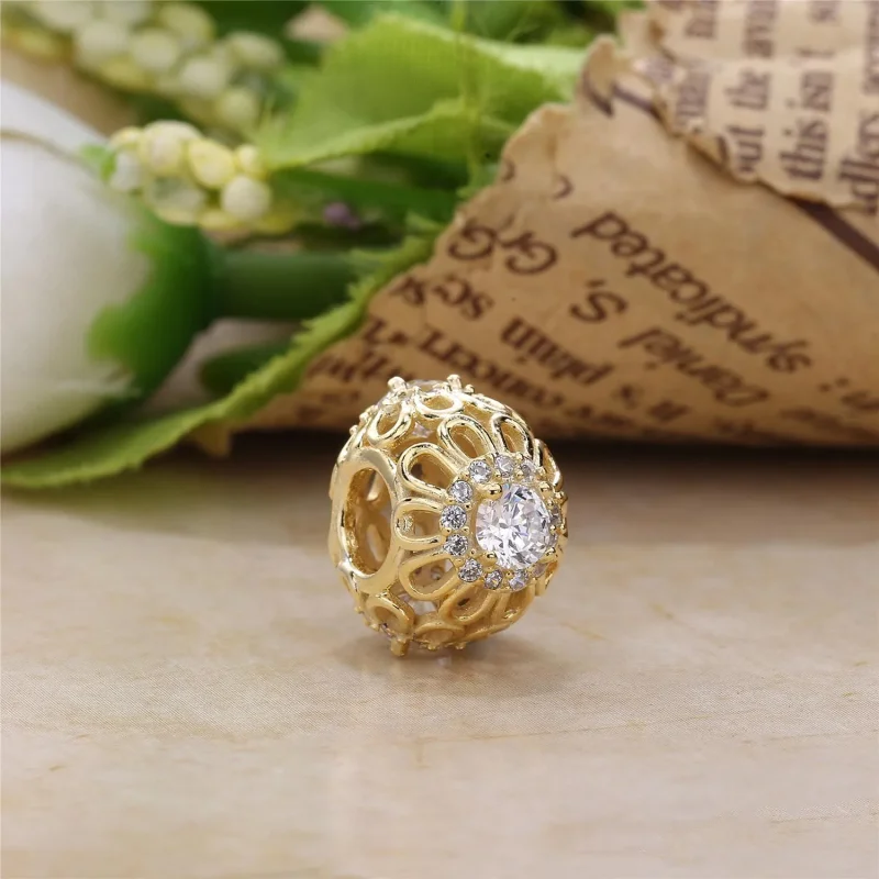 (imagine pentru) Talisman PANDORA, Floral Brilliance din aur, argint - Vizualizare 2