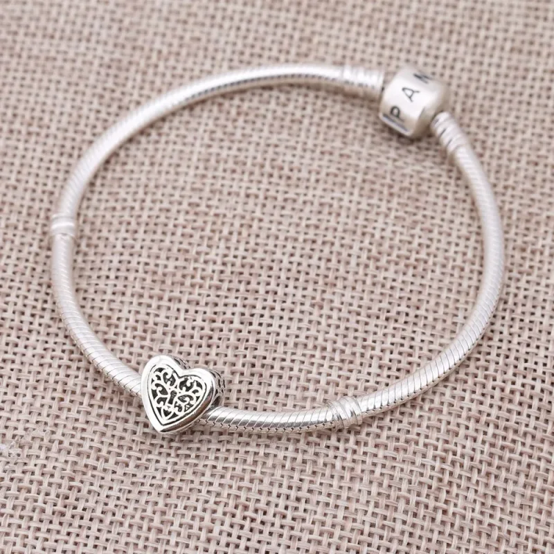 (imagine pentru) Talisman PANDORA, Încuiat dragoste ajurată din argint, aur 14k - Vizualizare 3