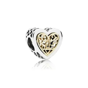 (imagine pentru) Talisman PANDORA, Încuiat dragoste ajurată din argint, aur 14k