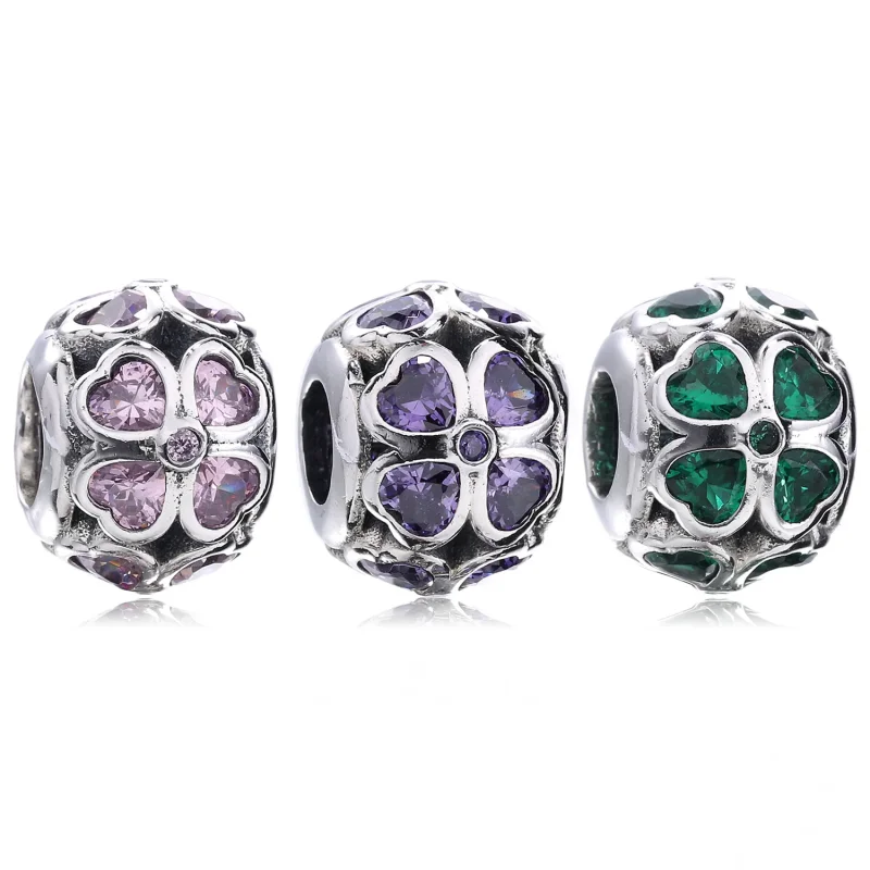 (imagine pentru) Talisman cu trifoi din argint 925 cu zirconiu cubic verde închis - Vizualizare 5