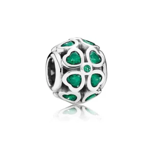 (imagine pentru) Talisman cu trifoi din argint 925 cu zirconiu cubic verde închis