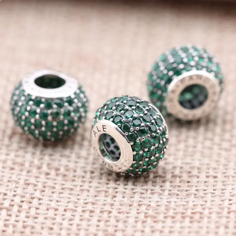 (imagine pentru) Talisman PANDORA, Verde Mingea Pavé din argint - Vizualizare 2