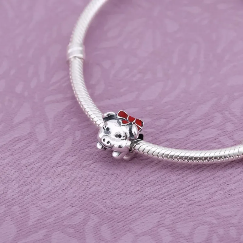 (imagine pentru) Talisman puşculiţă din argint, cu email negru şi roşu - PANDORA - Vizualizare 2