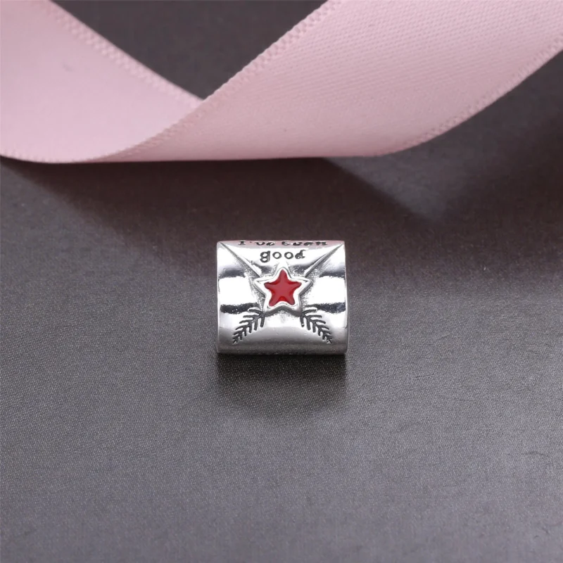 (imagine pentru) Talisman Scrisoare către Moş Crăciun din argint 925 şi email roş - Vizualizare 2