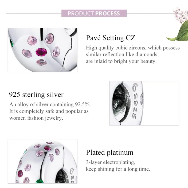 (imagine pentru) Brățară fixă Tip Pandora cu Flori contractate din argint - BSC245 - Vizualizare 8