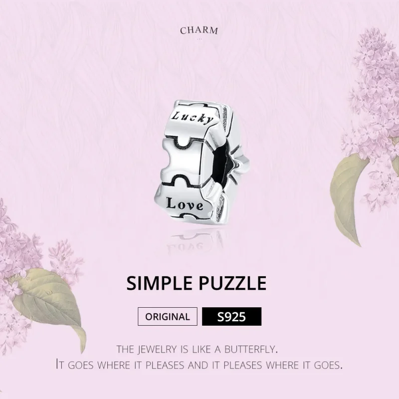 (imagine pentru) Brățară fixă Tip Pandora cu Puzzle simplu din argint - BSC377 - Vizualizare 6
