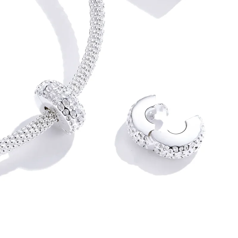 (imagine pentru) Agrafă Pandora Style cu Textură Argintie - SCC1490 - Vizualizare 2