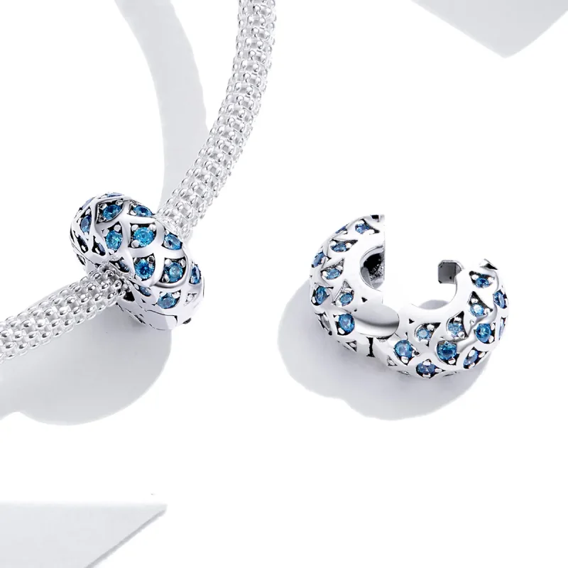 (imagine pentru) Pandora Style Argintiu Albastru Elegant Agrafă - SCC1513 - Vizualizare 4