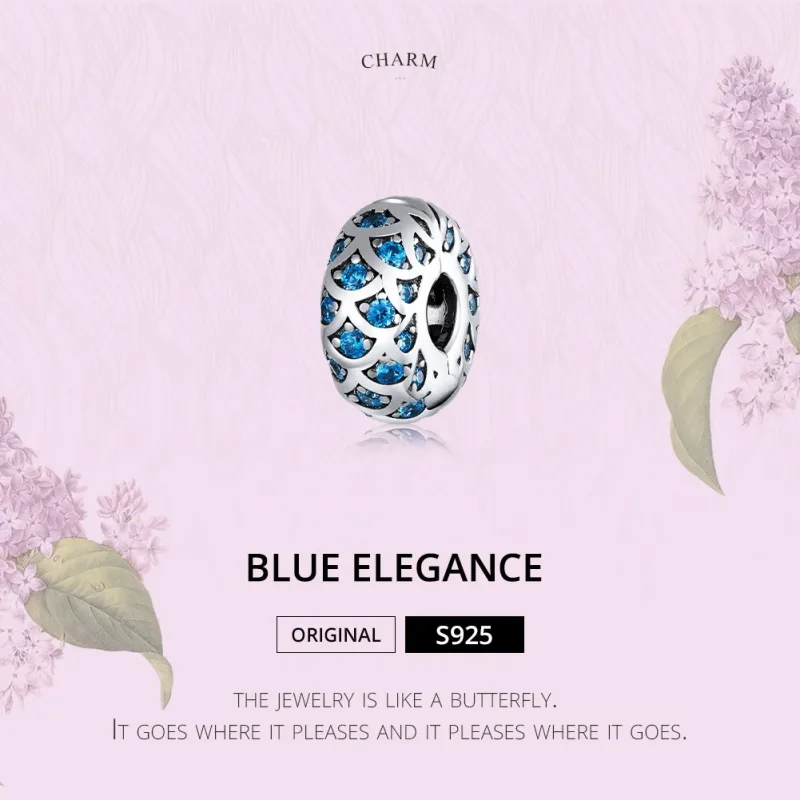 (imagine pentru) Pandora Style Argintiu Albastru Elegant Agrafă - SCC1513 - Vizualizare 6