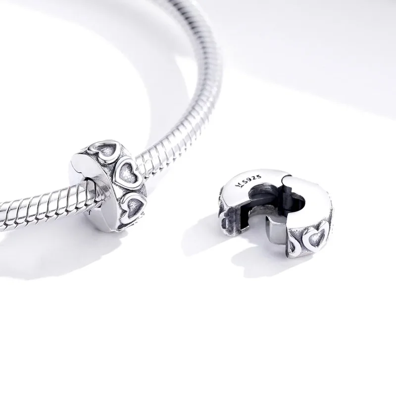 (imagine pentru) Pandora Style Clip Argintiu cu Relief Vintajat - SCC1557 - Vizualizare 2