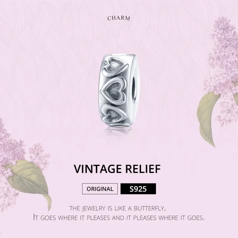 (imagine pentru) Pandora Style Clip Argintiu cu Relief Vintajat - SCC1557 - Vizualizare 6