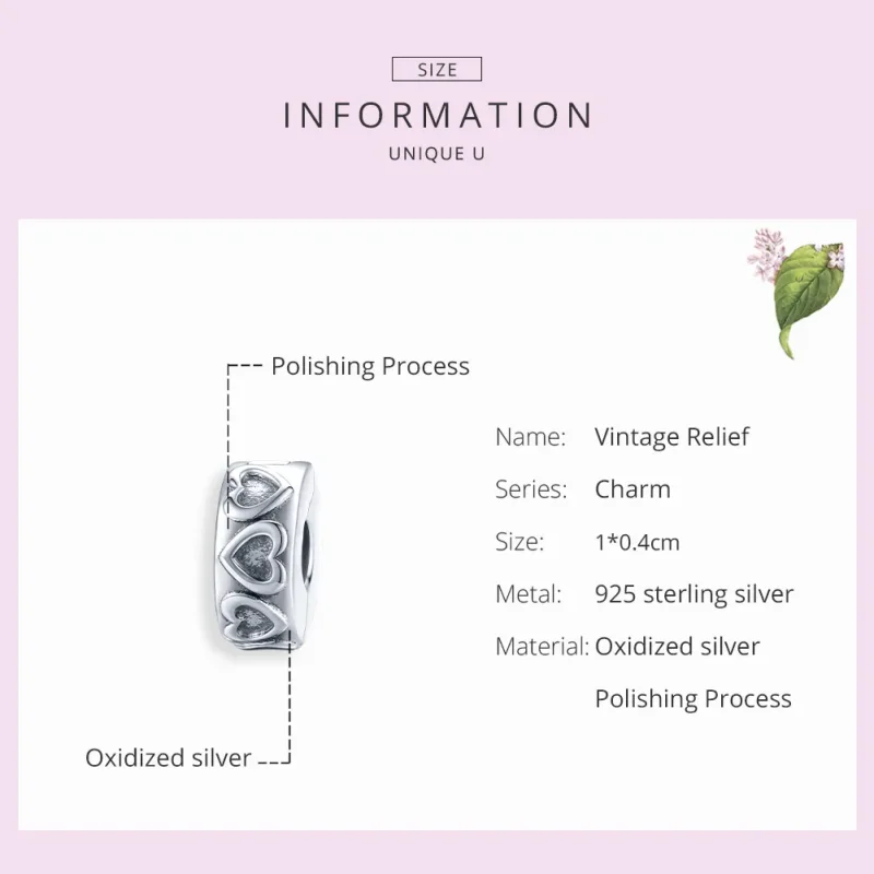 (imagine pentru) Pandora Style Clip Argintiu cu Relief Vintajat - SCC1557 - Vizualizare 7