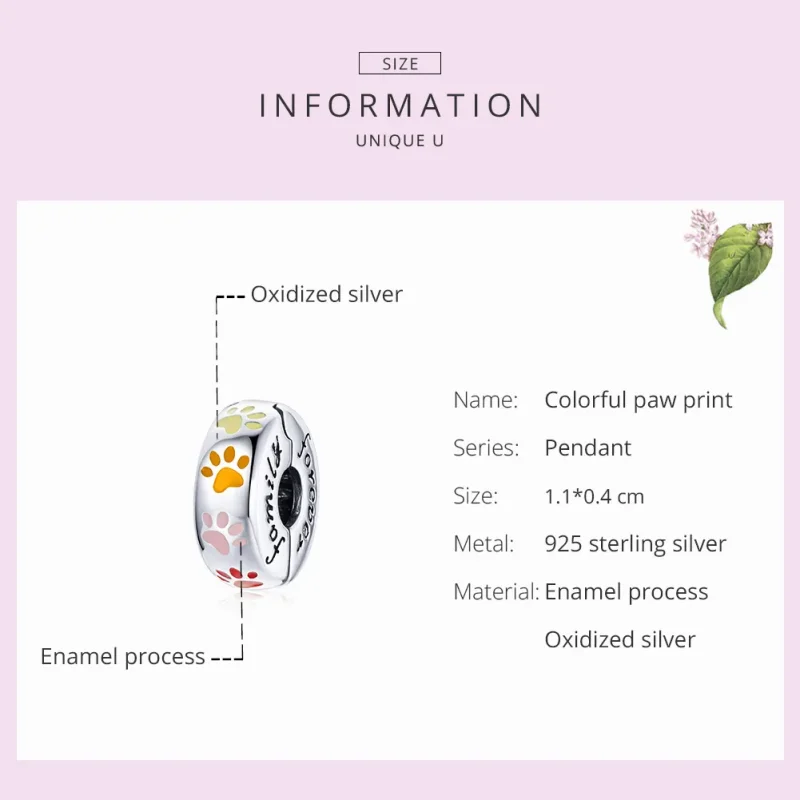 (imagine pentru) Pandora Style Clip Argint cu Amprente de Gheară Colorate - SCC1850 - Vizualizare 5