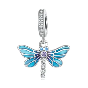 Cercei pandantiv Dragonfly de stil Pandora - BSC665 (imagine pentru) Cercei pandantiv Dragonfly de stil Pandora - BSC665