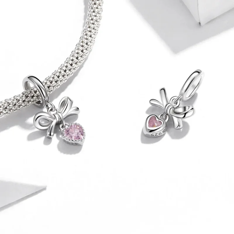 (imagine pentru) Pandantiv stil Pandora cu arc de iubire - BSX001-L - Vizualizare 4