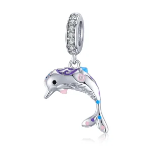 Pandantiv stil Pandora cu delfin - BSC159 (imagine pentru) Pandantiv stil Pandora cu delfin - BSC159